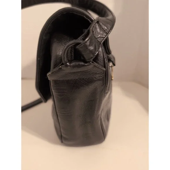 Vintage Sharif Black Reptile Embossed Leather Crossbody‎ Bag - Picture 8 of 16